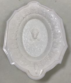 Art Milk Glass Wolf Platter