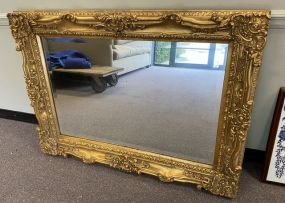 Large Gold Gilt Plastic Framed Mirror