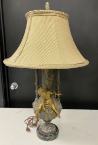 Antique Spelter Metal Vase Lamp