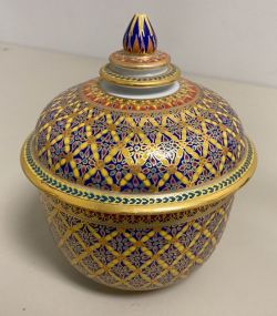 Decorative Porcelain Gold Gilt Painted Covered Jar