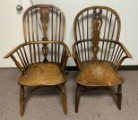 Two Primitive Windsor Arm Chairs