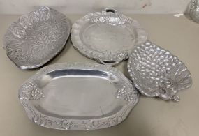 Four Metal Serving Platters
