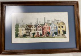 Framed Needlepoint Home Scene