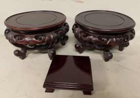 Two Matching Oriental Vase Stand and Square Plant Stand