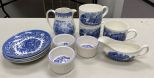 Group of Blue and White Pottery Pieces