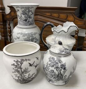 Four Decorative Porcelain Vase, Ginger Jar, Pitcher