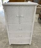 White Painted Wicker Chest of Drawers