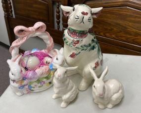Four Piece Ceramic Rabbits