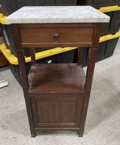 Vintage Mahogany Marble Top Side Table
