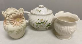 Two Porcelain Vases and Porcelain Pitcher