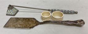 Decorative Snuffer, Silver Plate Server, Resin Napkin Rings