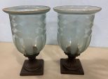 Pair of Glass Candle Holders