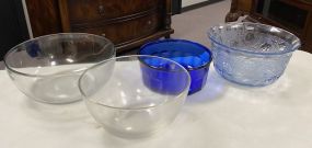 Salad Glass Bowls, Blue Glass Bowl, and Glass Floral Light Blue