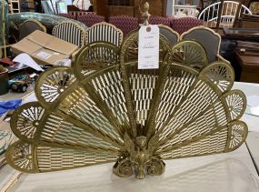 Vintage Brass Fireplace Peacock Screen