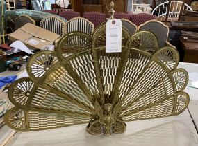 Vintage Brass Fireplace Peacock Screen