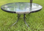 Round Metal and Glass Outdoor Table
