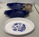 Serving Platter, Blue Dishes, and Mug