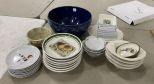 Group of Ceramic Serving Pottery Bowls and Plates