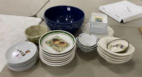 Group of Ceramic Serving Pottery Bowls and Plates