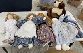 Box Lot of Collectible Dolls and Teddy Bears