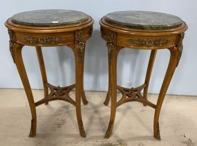 Pair of French Empire Style Round Parlor Side Tables