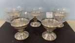 Five Sterling and Glass Dessert Cups