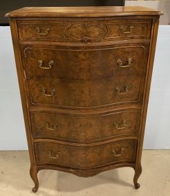 Burl Mahogany Bowfront Chest of Drawers