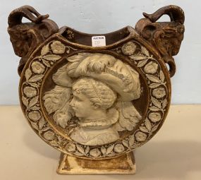 French Portrait Vase with Ram Heads
