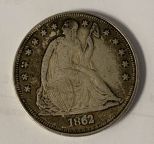 Counterfeit 1862 Liberty Seated Dollar Coin