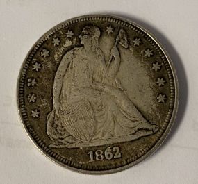Counterfeit 1862 Liberty Seated Dollar Coin