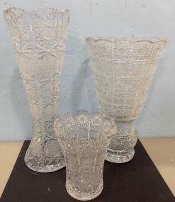 Three Cut Glass Vases