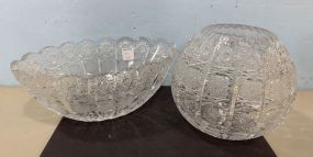 Cut Glass Bowl and Cut Glass Vase