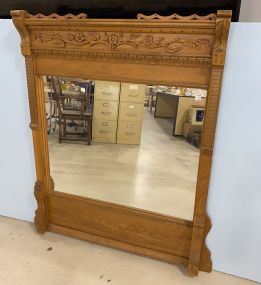 Large Victorian Style Golden Oak Dresser Mirror