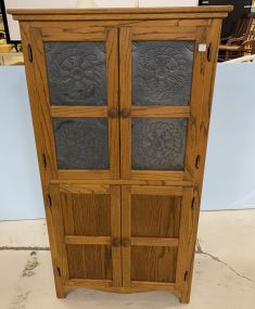Modern Oak Pie Safe Cabinet