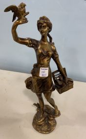 Vintage Brass Lady Statue