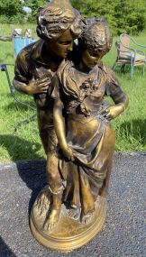 Bronzed Color Metal Figural Statue Fountain