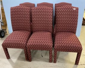 Six Upholstered Pink Parson Chairs