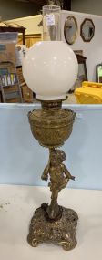 Antique Brass Figural Oil Lamp