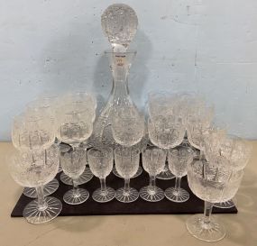 Group of Cut Glass Decanter and Cups