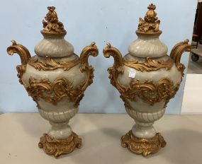 Pair of French Style Resin Table Urns