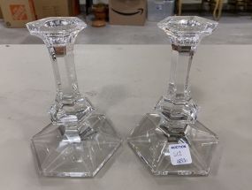 Pair of Val St. Lambert Crystal Candle Sticks