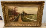 Antique Landscape Painting on Canvas