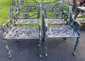 Four Ornate Aluminum Patio Chairs