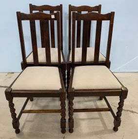 Four English Oak Barley Twist Chairs