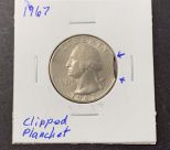 1967 Quarter Clipped Planchet Mint Error