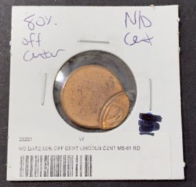 Lincoln Cent Off Center Strike Mint Error