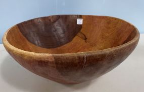 Large Carved Wood Serving Bowl