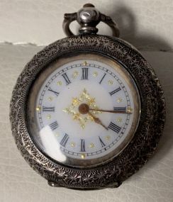 Ladies Silver Swiss Open Face Pocket Watch