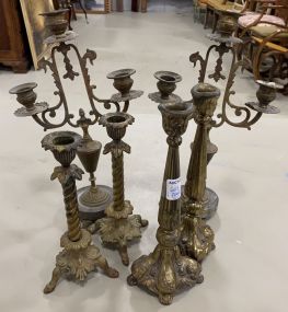 Group of Vintage Brass Candle Holders