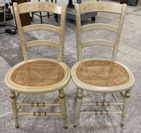 Pair of Painted Cane Bottom Chairs